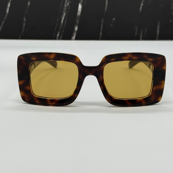 NEW GG1718S 002 GUCCI HAVANA YELLOW SQUARE WOMEN GUCCI SUNGLASSES - Picture 3 of 11